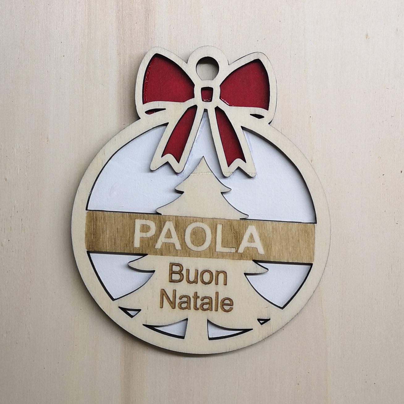 Pallina di natale in legno personalizzata