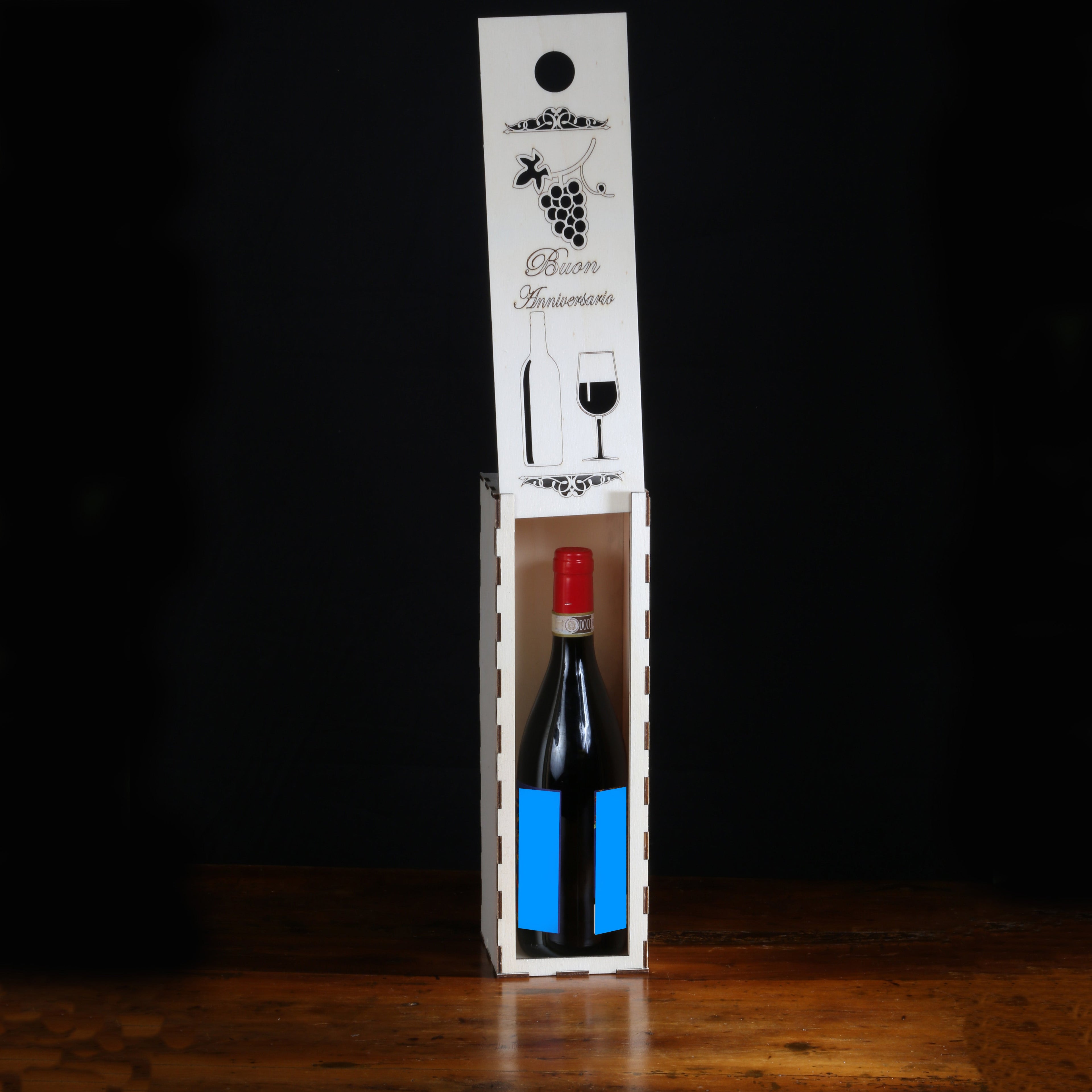 Scatola portabottiglia in legno